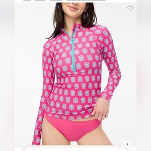 J.Crew Printed Rashguard UPF 50+with front zip
Pink and Turquoise Small NWT